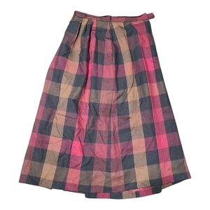 Vtg Wool Midi/Maxi Check Plaid Skirt Vintage Made in USA Austin Hill Tiny Hole